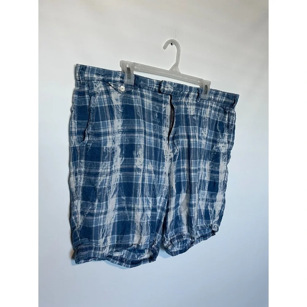 Polo Ralph Lauren India Madras Shorts Mens 38 Blue Plaid 100% Linen Classic Fit